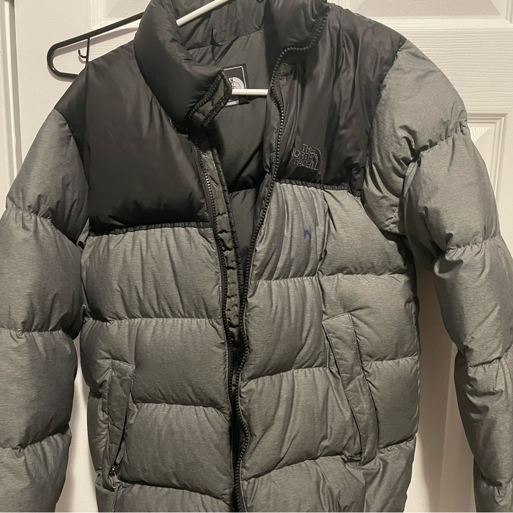 The North Face Black and Gray Puffer Jacket with Quilted Design